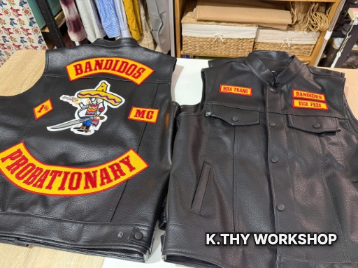 May logo và Patch áo da cho anh em cậu lạc bộ biker ở nha trang